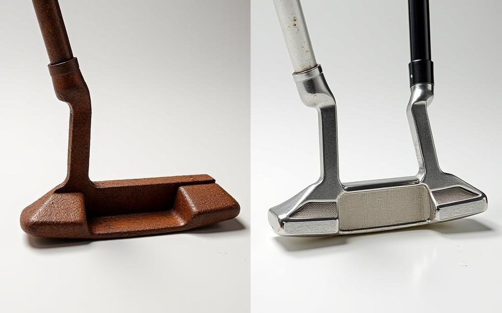 錆びたヴィンテージパターが輝くまでに修復されたビフォーアフターの分割画像。