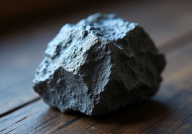 高純度な玉鋼の荒れた塊のクローズアップ写真。